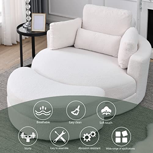 Oversized Swivel Accent Barrel Linen Tufted Upholstered Sofachair with 3 Pillows Orange V961