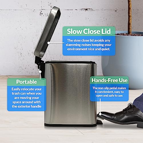Stainless Steel 1.3 Gallon Step Pedal Trash Can with Lid N3554