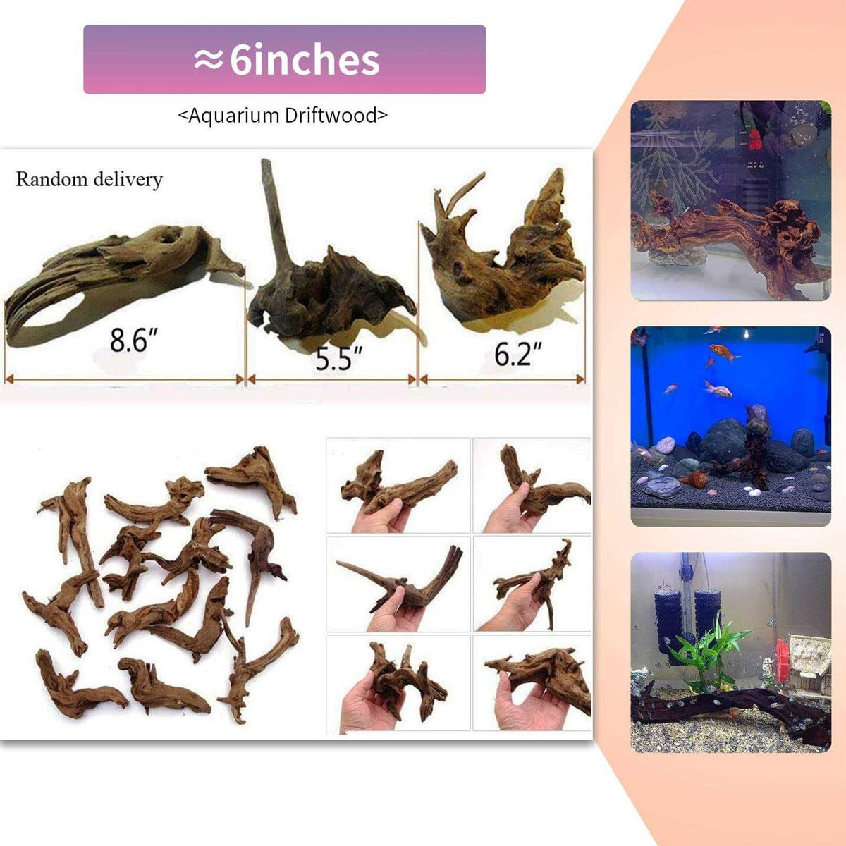 5Pcs Natural Aquarium Driftwood Branches Q27702