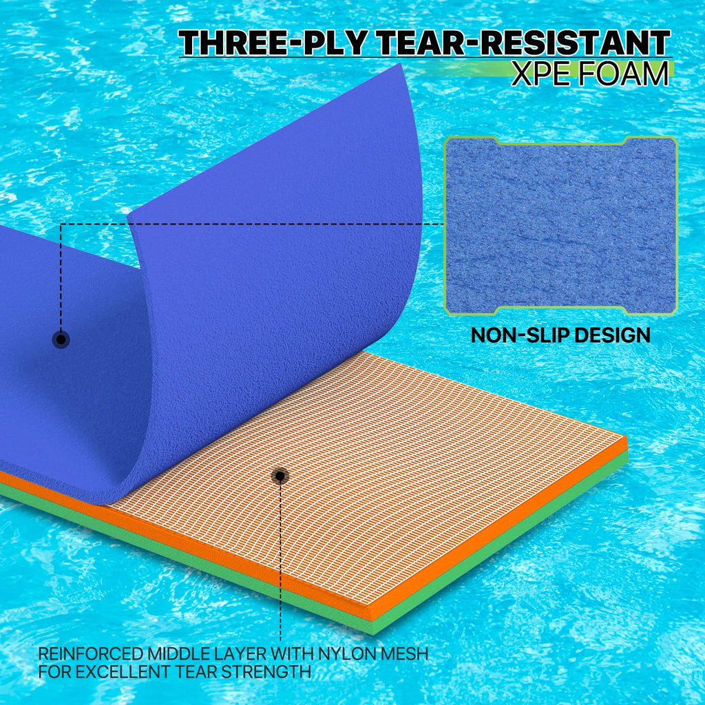Blue 3-Layer XPE Foam Floating Water Mat M73780