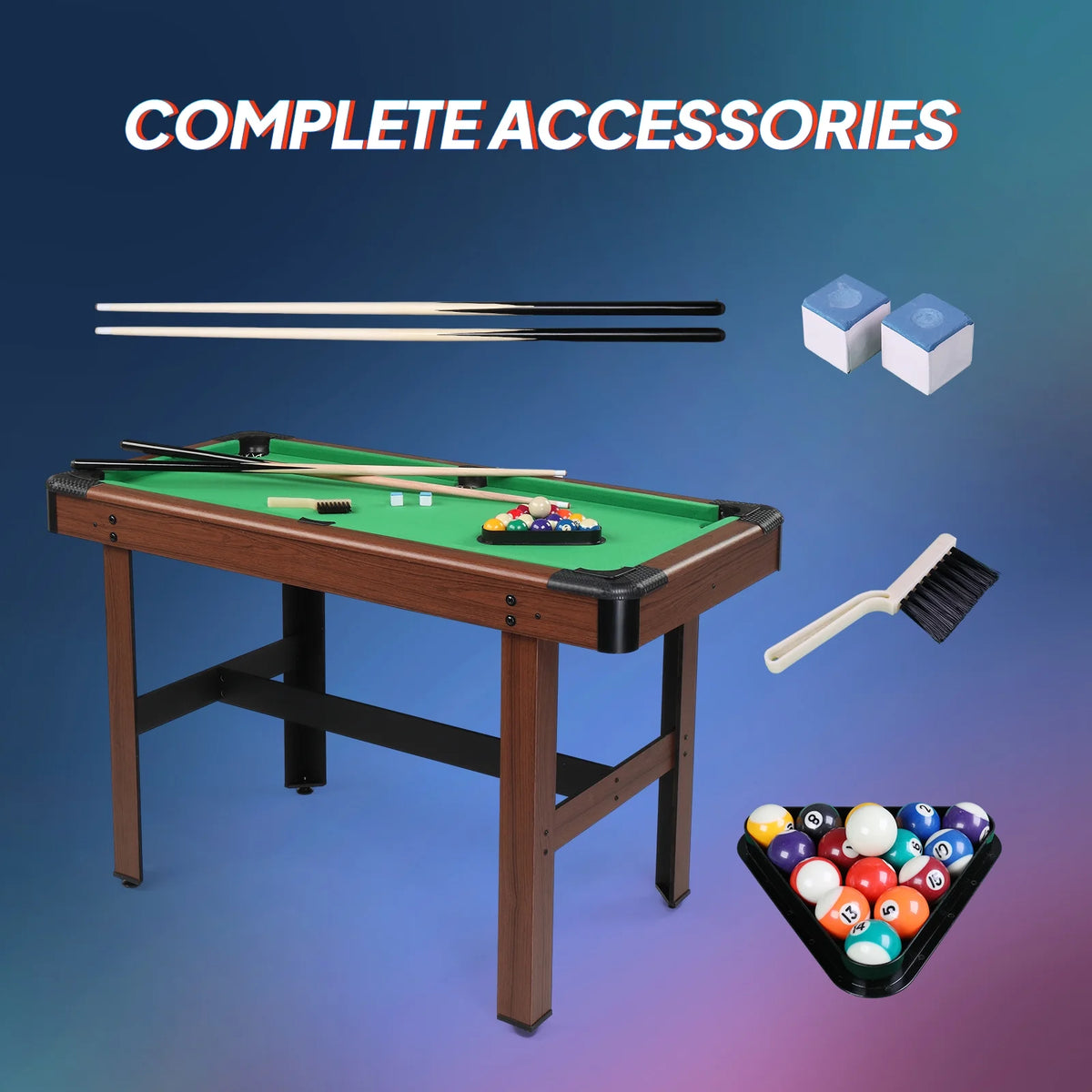 48" Mini Billiard Table with Balls, Cues, Chalk, Brush and Triangle P251039