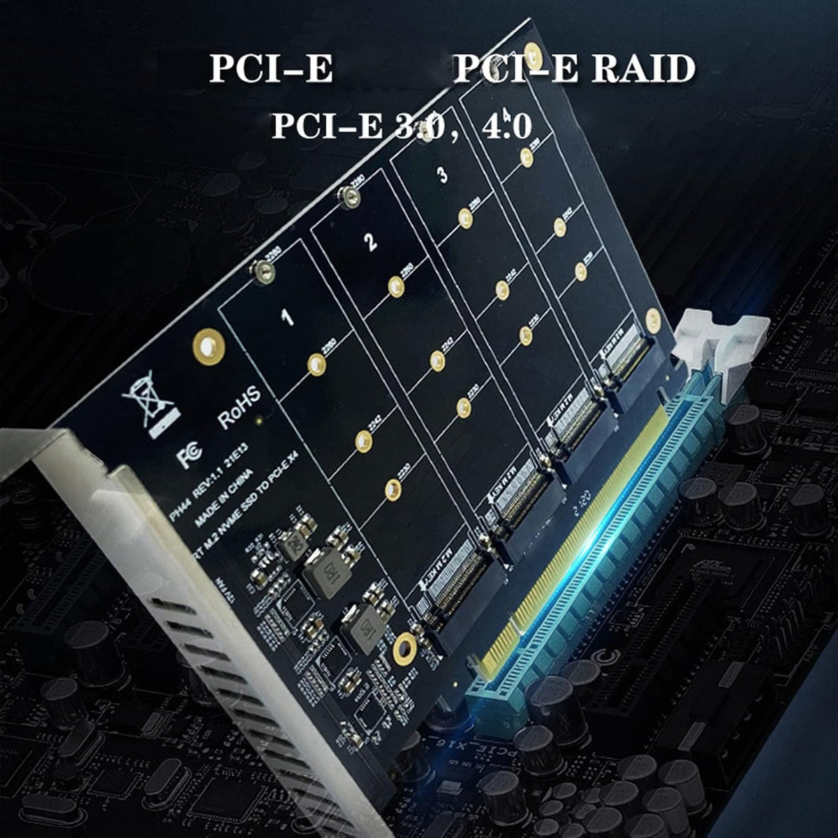 4 Port NVMe to PCIe X16 Adapter Expansion Card Pack of 2 V13281