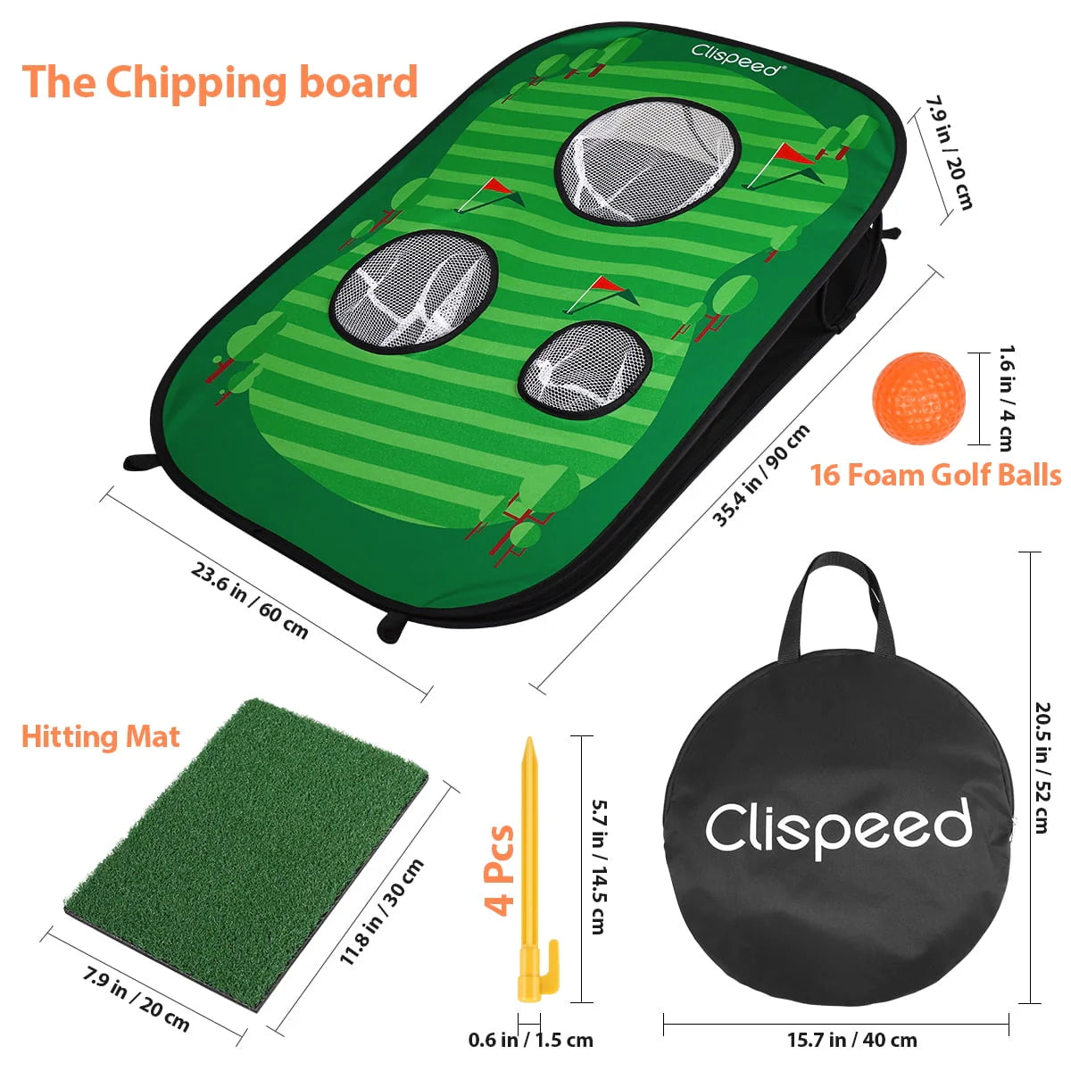 Golf Chipping Cornhole Game Set with Foldable Bean Bag Toss Board T84754