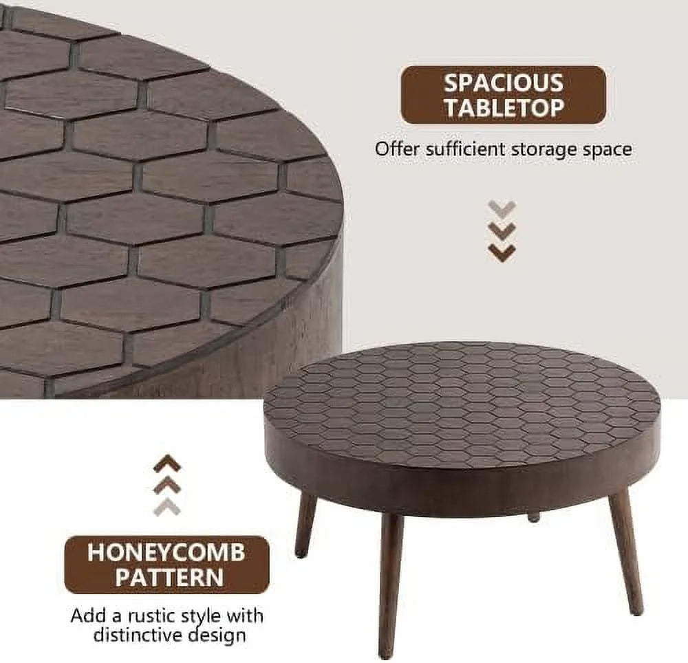 2 Piece Round Nesting Coffee Table Set Wood H526084