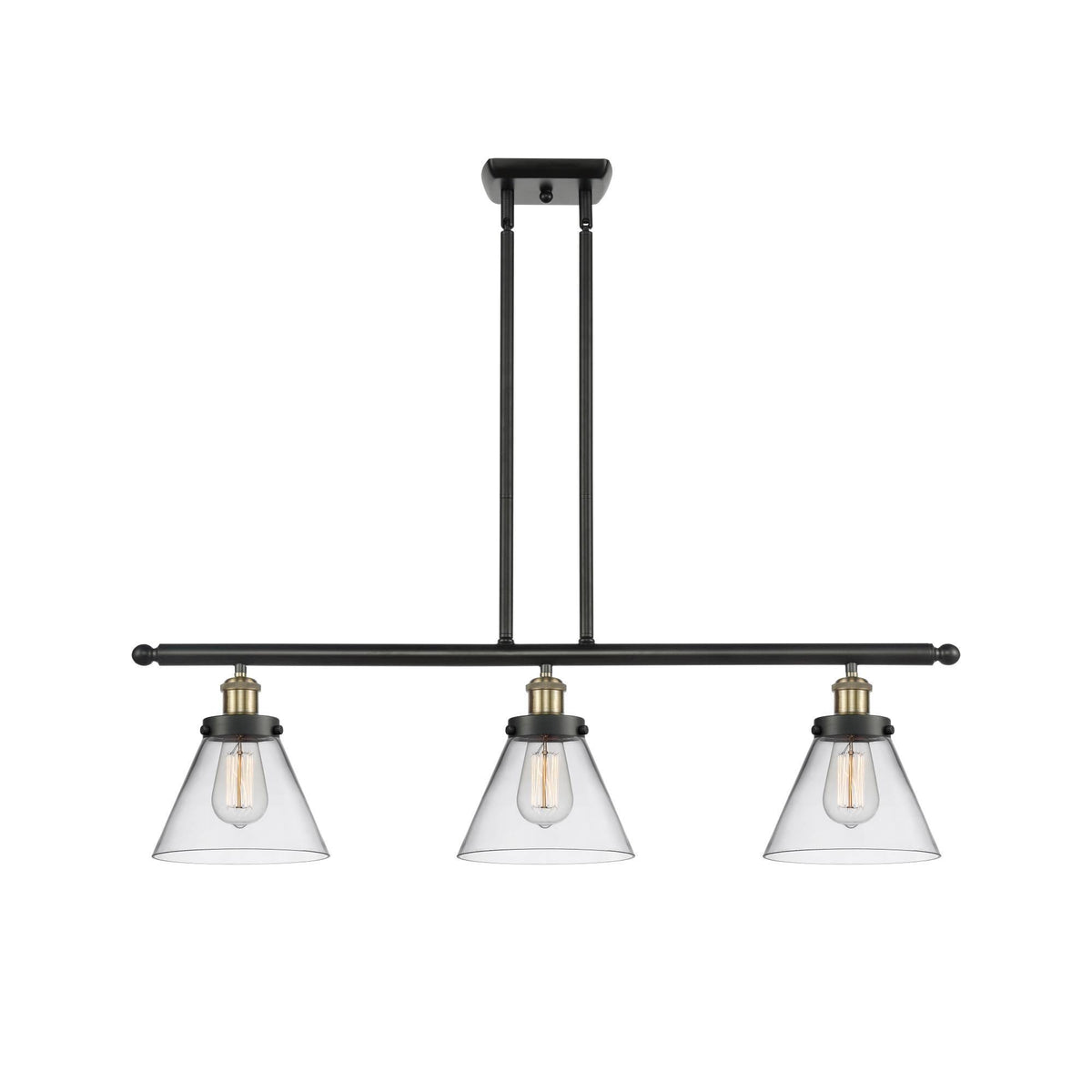3-Light 36x22 Cone Polished Nickel Island Light with Clear Glass K62439