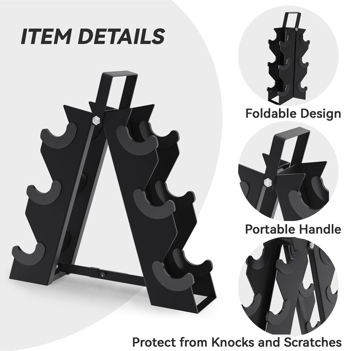 5, 8, and 10 Pound Dumbbell Pairs with Metal Rack C23594