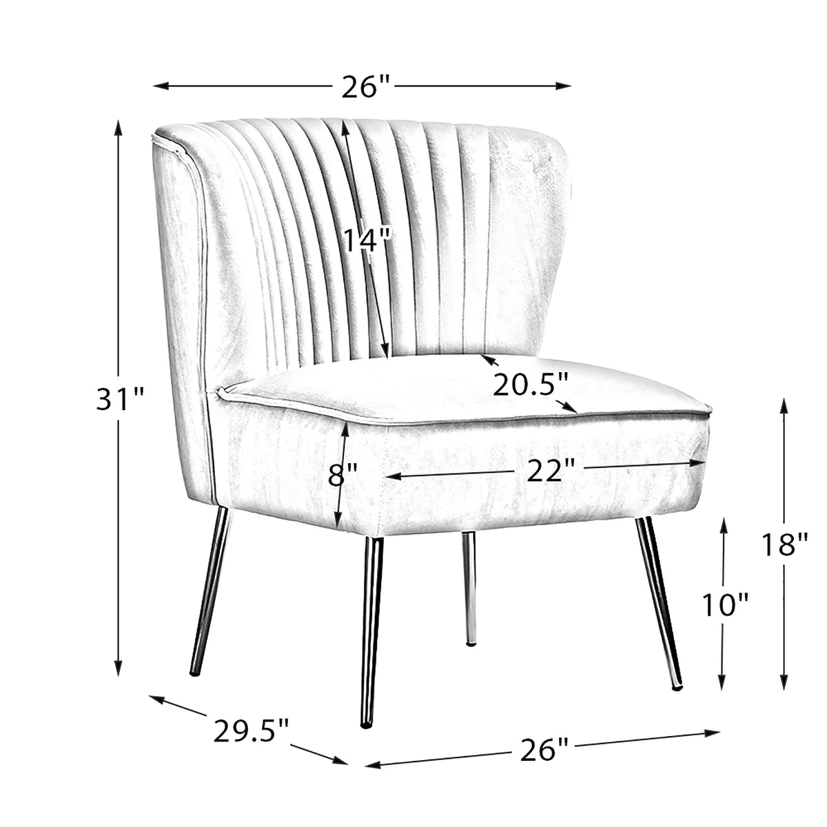 Teal Velvet Armless Accent Chair Q64740
