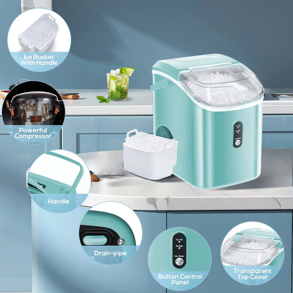 Nugget Ice Maker Countertop 33lbs/24H Self-Cleaning Portable Ice Machine Gray H913314