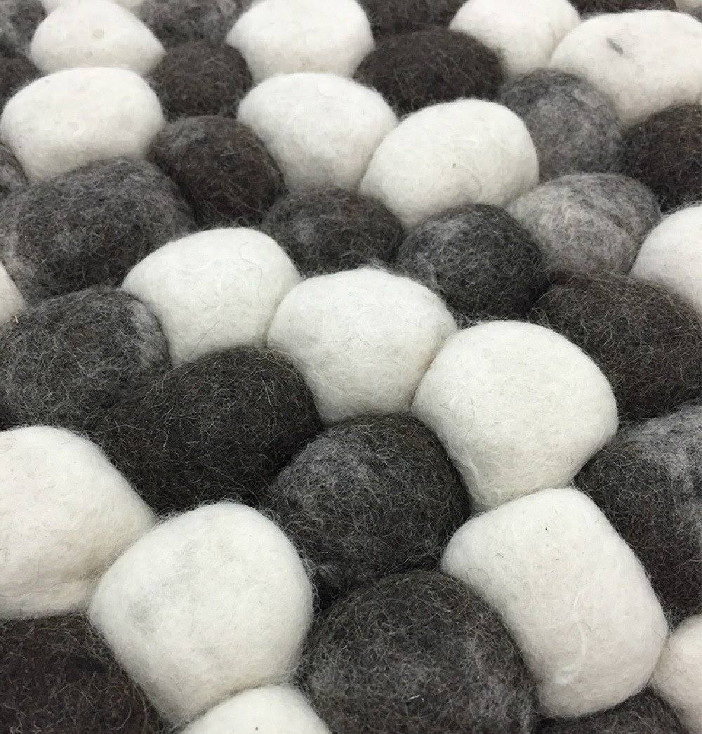 Grey Dark Handmade Woolen Pouf B146