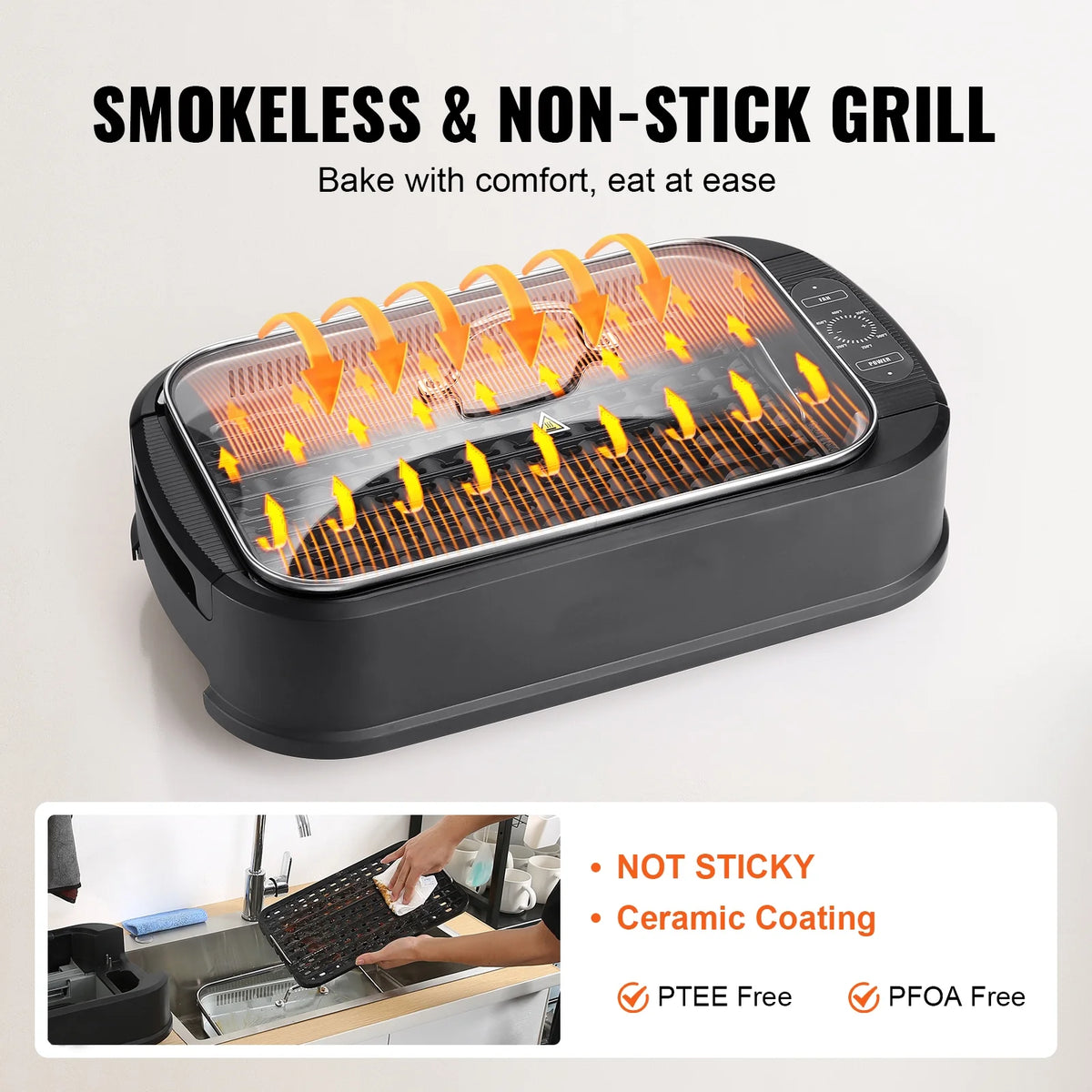 Smokeless Indoor BBQ Grill 1500W Nonstick C5810