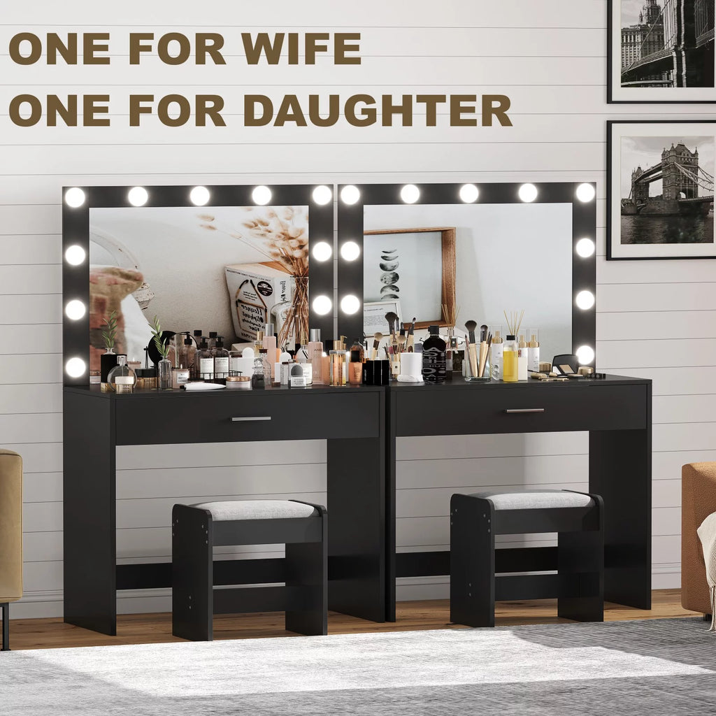 Black Makeup Vanity Table with Mirror O295588