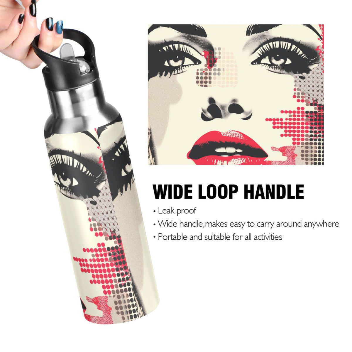 20 oz Insulated Stainless Steel Water Bottle with Straw Lid O93132