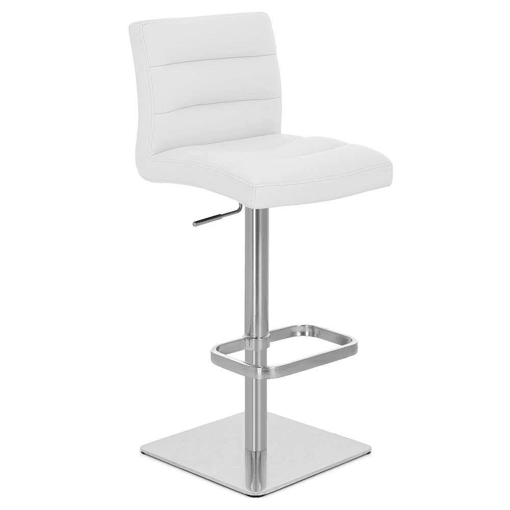 White Square Base Adjustable Height Swivel Armless Bar Stool P595