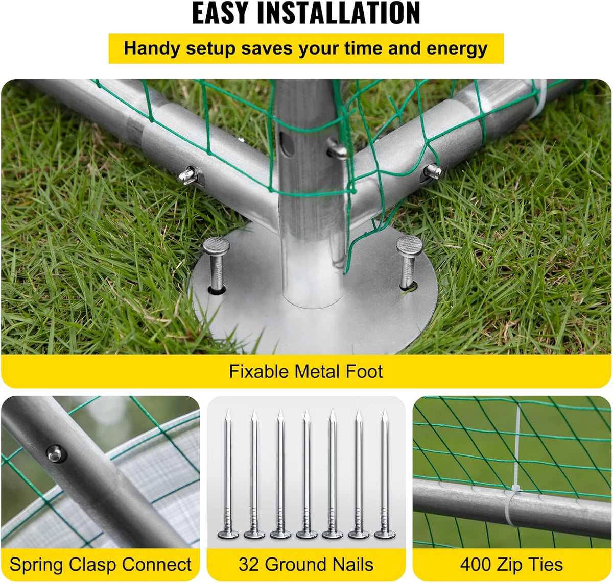Large Metal Chicken Coop with Run, Waterproof Cover, 19.3x9.8x6.5 ft T63265