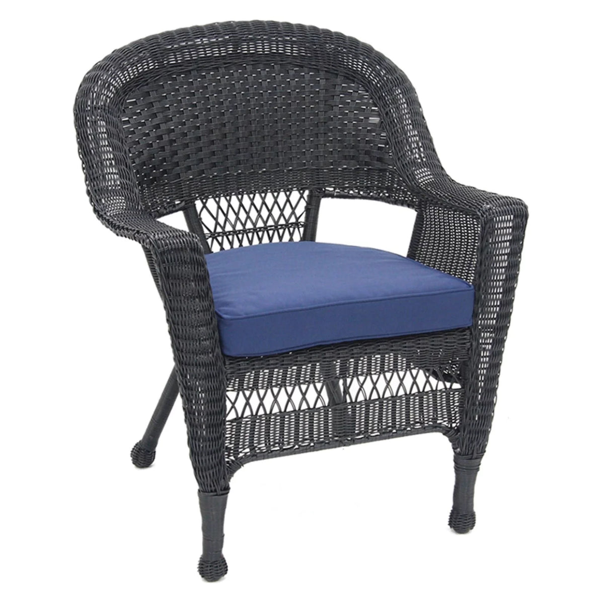 White Wicker Chair with Tan Cushion P518519