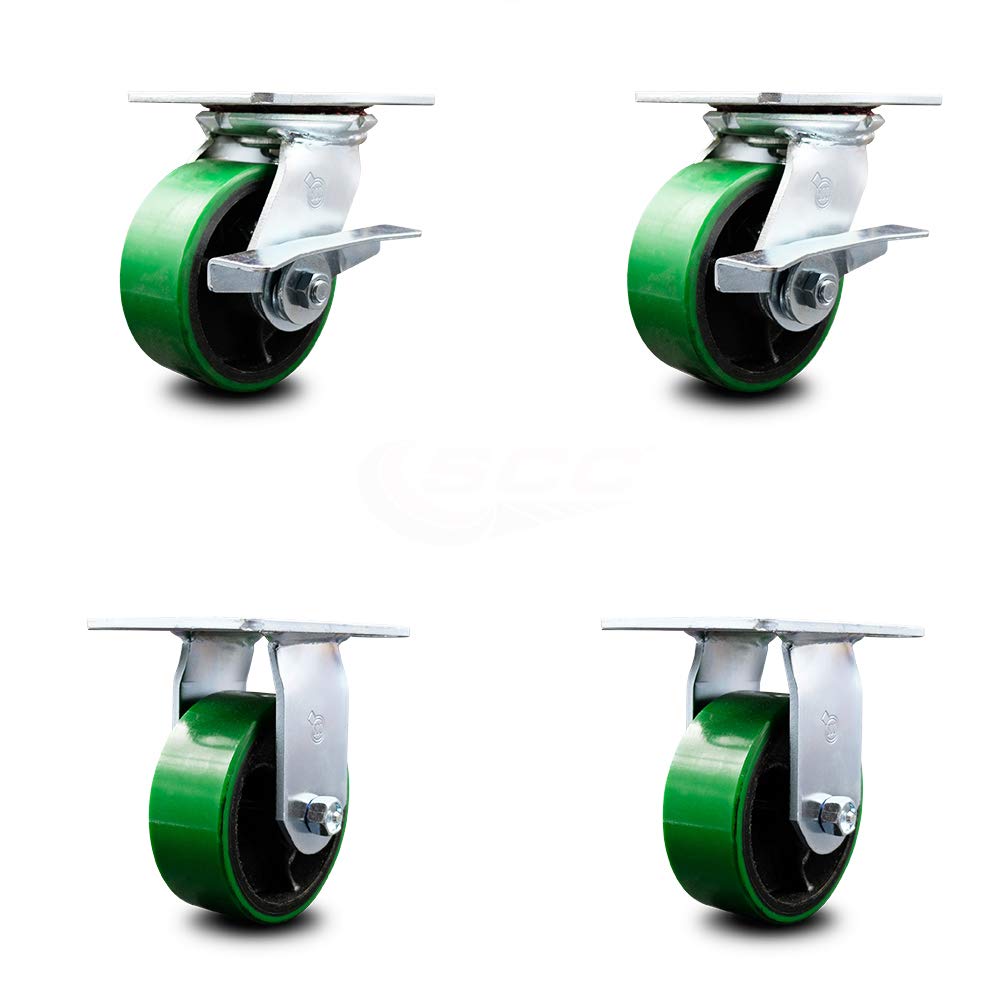 Pack of 2 Swivel Caster with 8 x 2 Green Wheel X1524