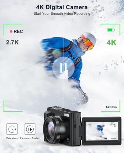 Black 48MP 4K Digital Camera with 32GB Card E839