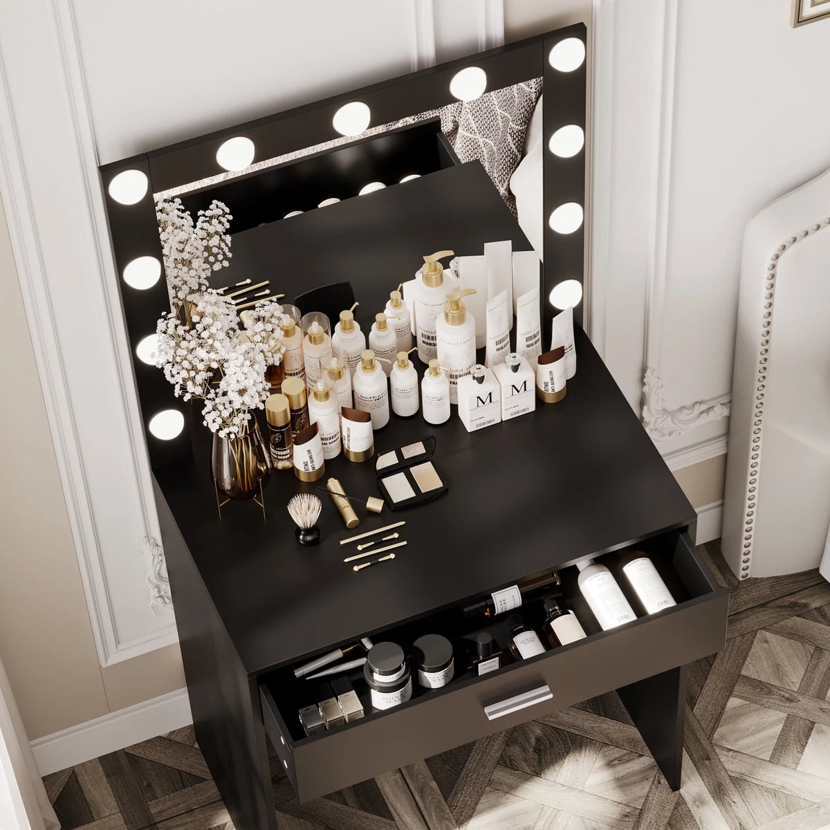 Black Makeup Vanity Table with Mirror O295588