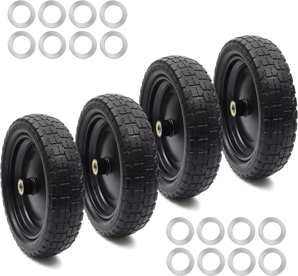 (2-Pack) 13" Solid Polyurethane Flat-Free Tire and Wheel Assemblies with 2.1" Hub R95039