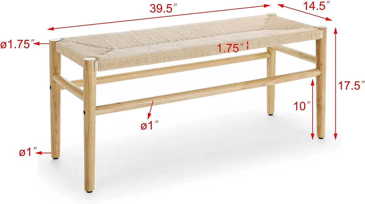 Indoor Entryway Bench with Paper Cord Ottoman S53797