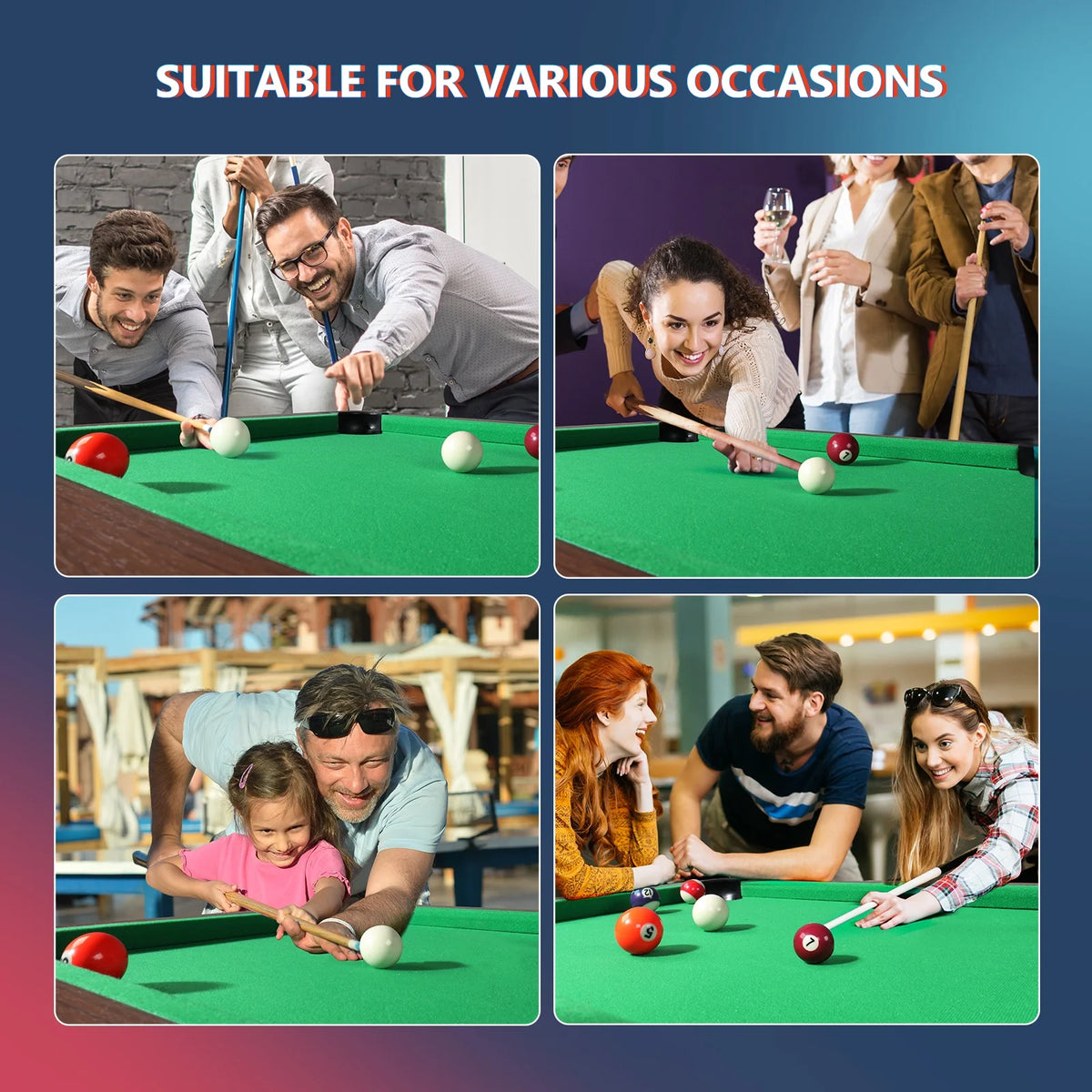 48" Mini Billiard Table with Balls, Cues, Chalk, Brush and Triangle P251039