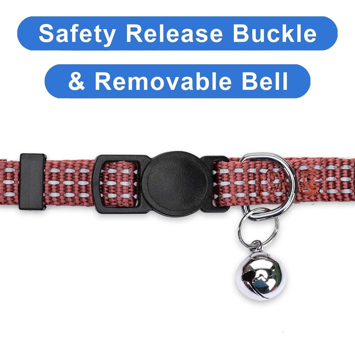 Cat Collar with Safety Buckle and Removable Bell X853495