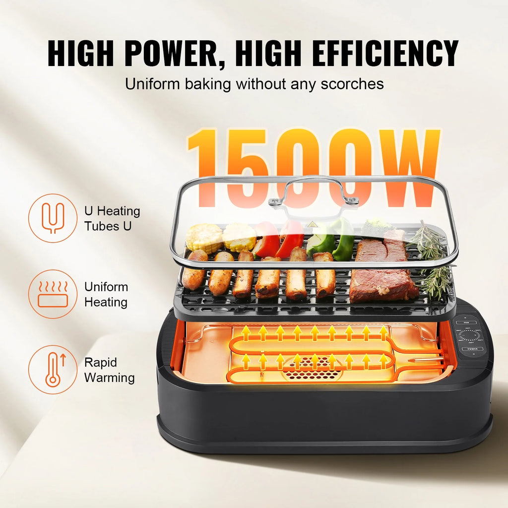 Smokeless Indoor BBQ Grill 1500W Nonstick C5810
