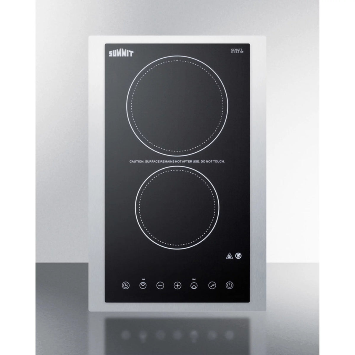Black 2-burner Ceramic Glass Cooktop with Digital Touch Controls, 3000W Z265