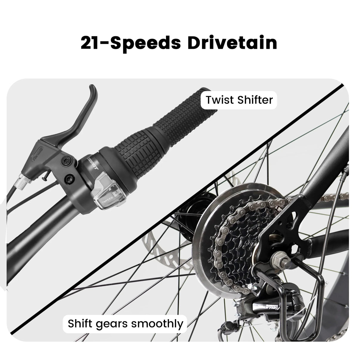 26 inch Fat Tires 21 Speeds Dual Disc Brake Mountain Bike U826