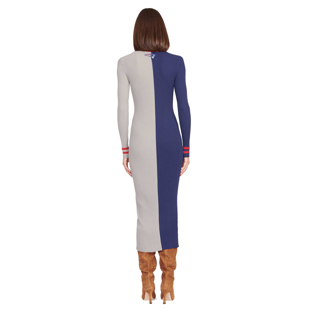 Navy Gray Knit Button-Up Sweater Dress M606428