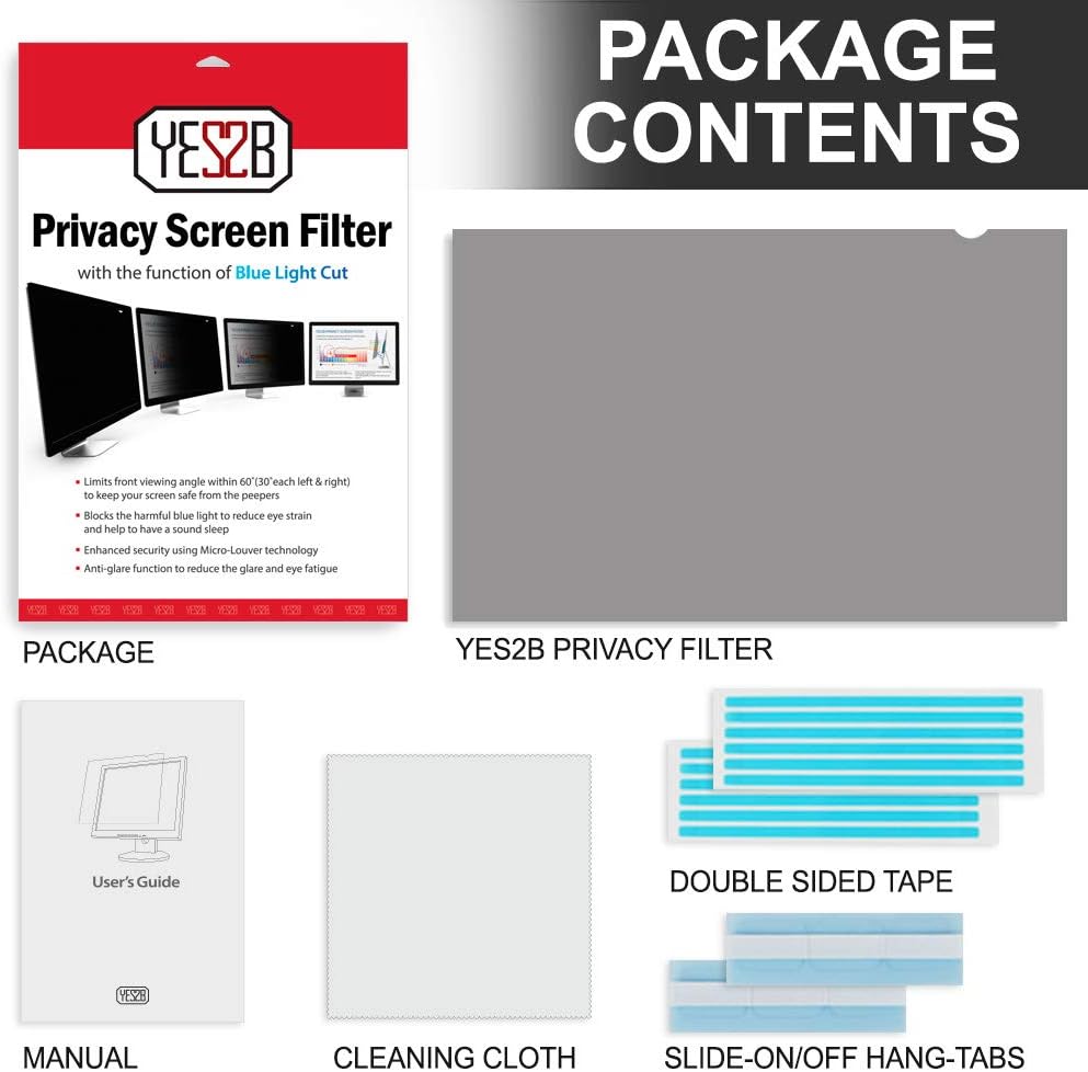 23 Inch Monitor Privacy Screen Filter for 16:9 Widescreen Display, Pack of 2 S1012