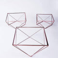 3 Rose Gold Metal Glass Geometric Cake Stands X8831