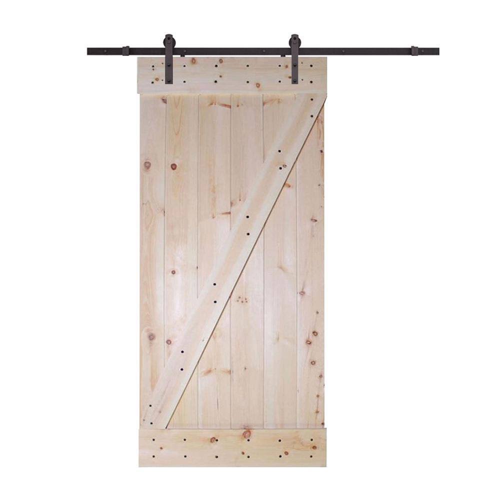 Unfinished Knotty Pine Interior Barn Door Slab 24 x 84 B6506