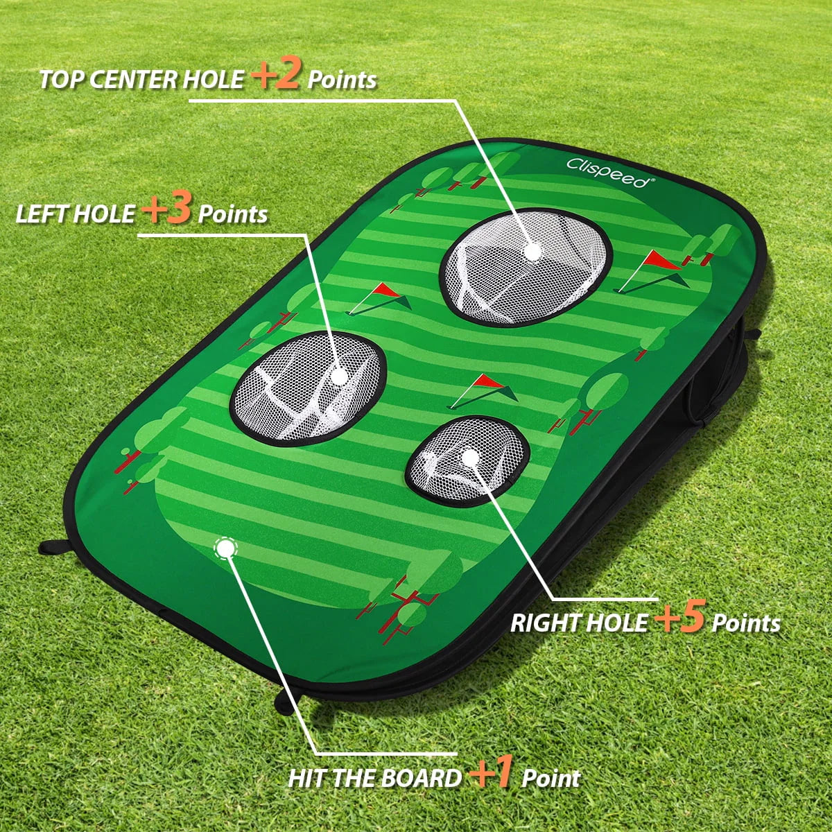 Golf Chipping Cornhole Game Set with Foldable Bean Bag Toss Board T84754