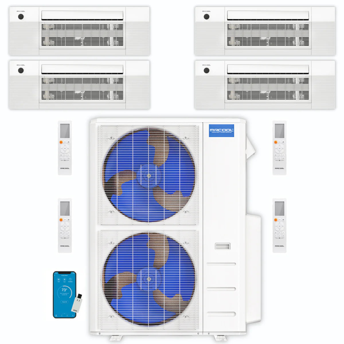 48,000 BTU 4 Zone Ceiling Cassette Ductless Air Conditioner and Heat Pump Q54363