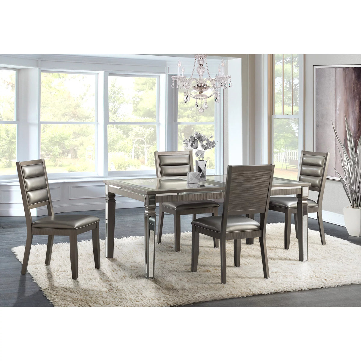 5PC Dining Set Table and Four Side Chairs J242957