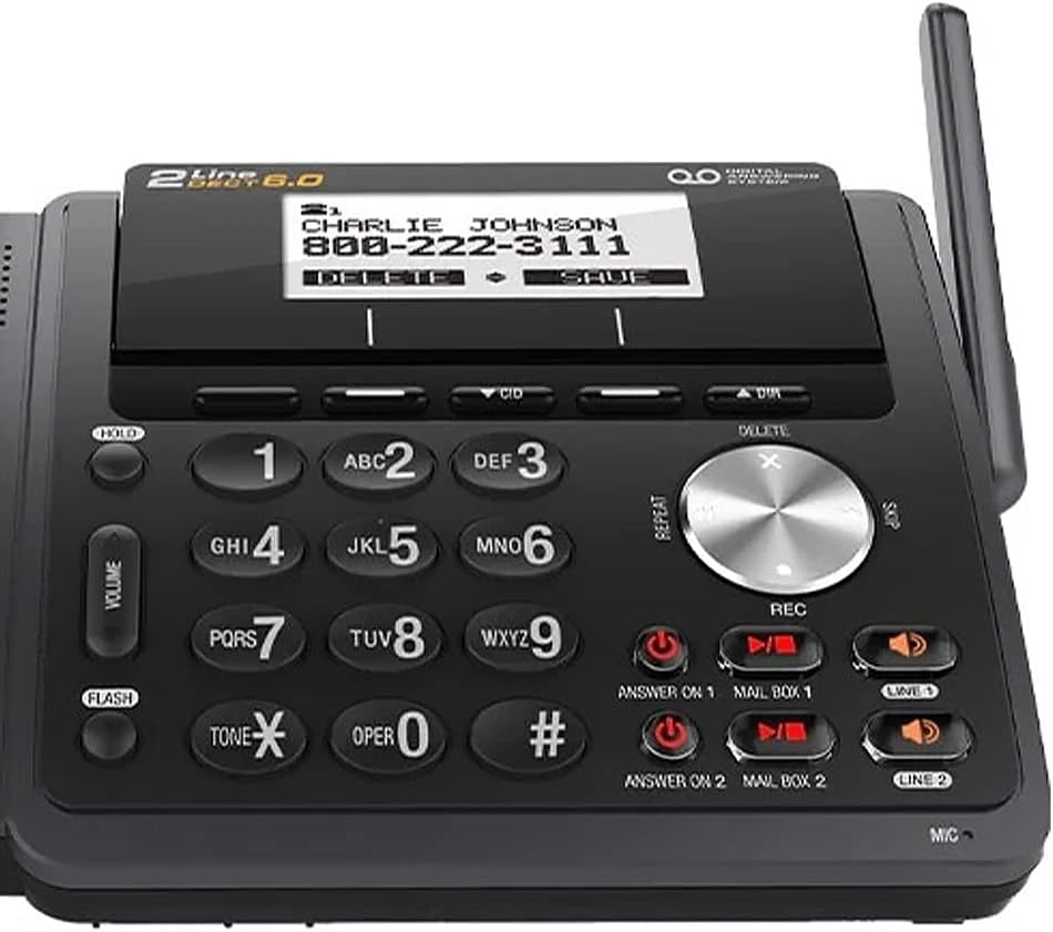 Black 2-Line Cordless Phone with Answering System, 1 Handset X10566