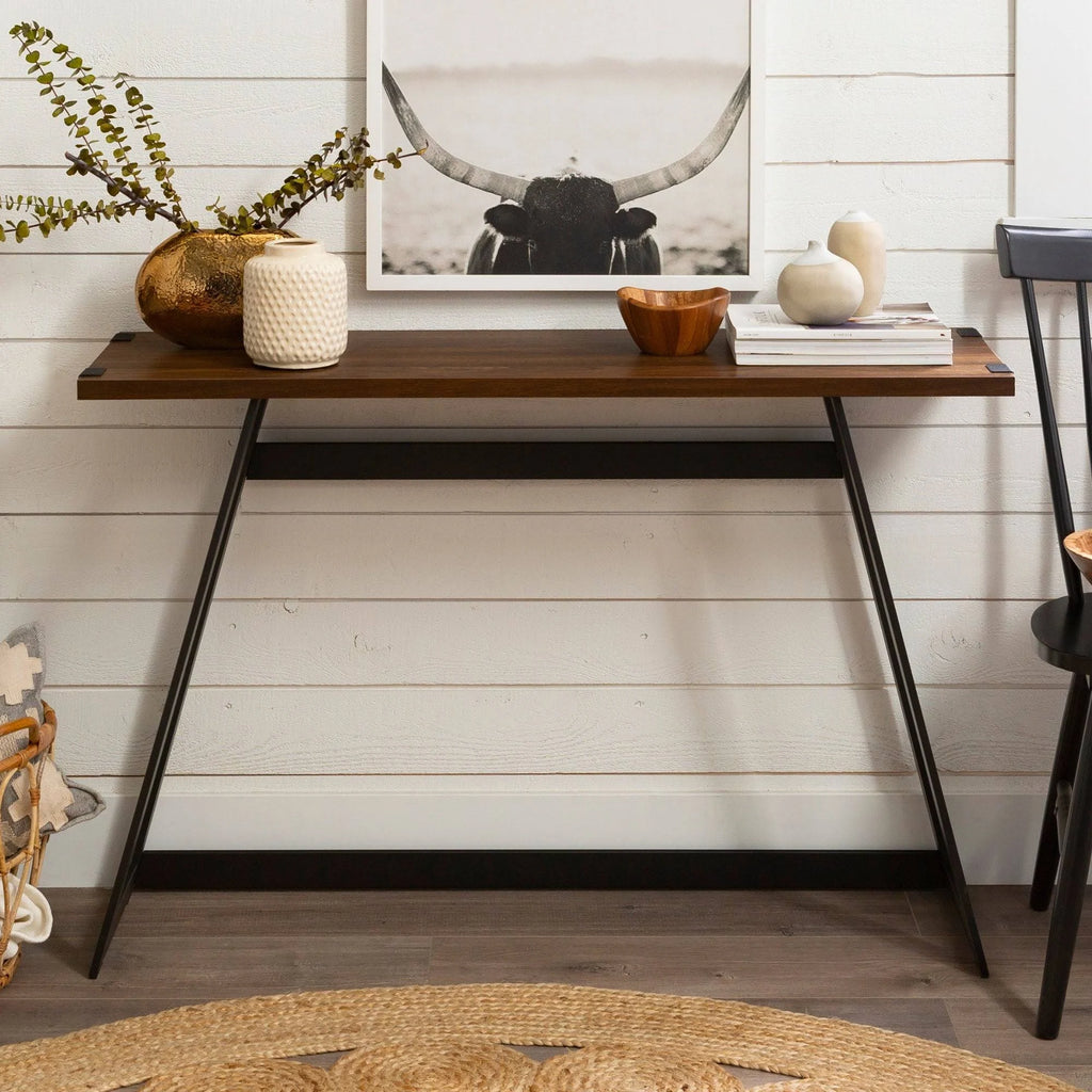 Dark Walnut Metal Entry Table C8739
