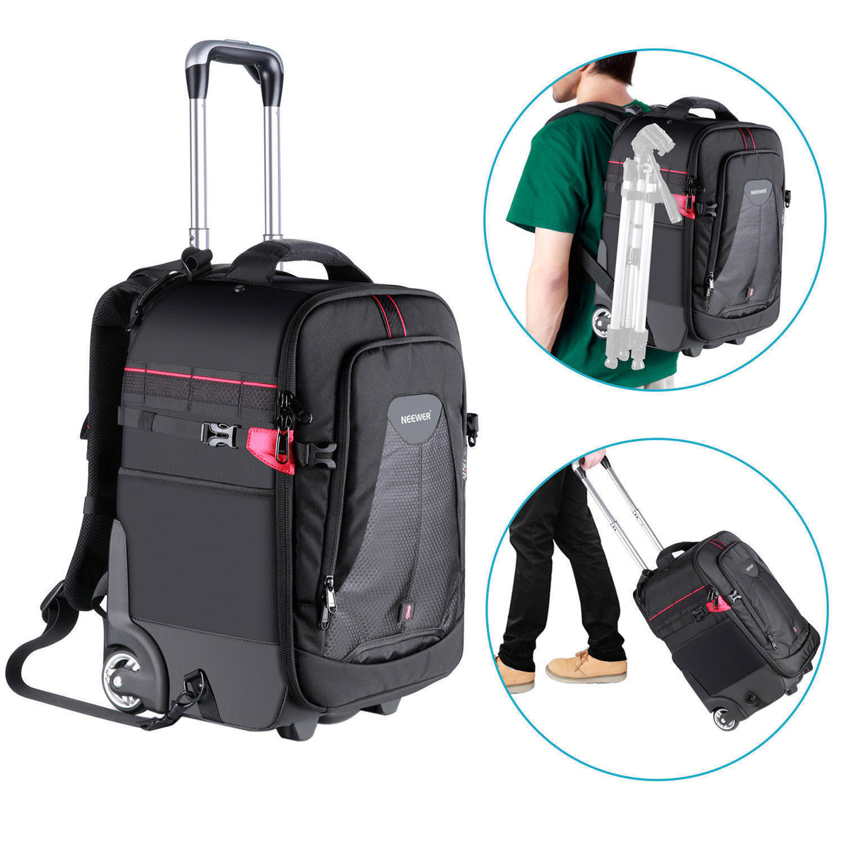 2-in-1 Rolling Camera Backpack Trolley Case V578811