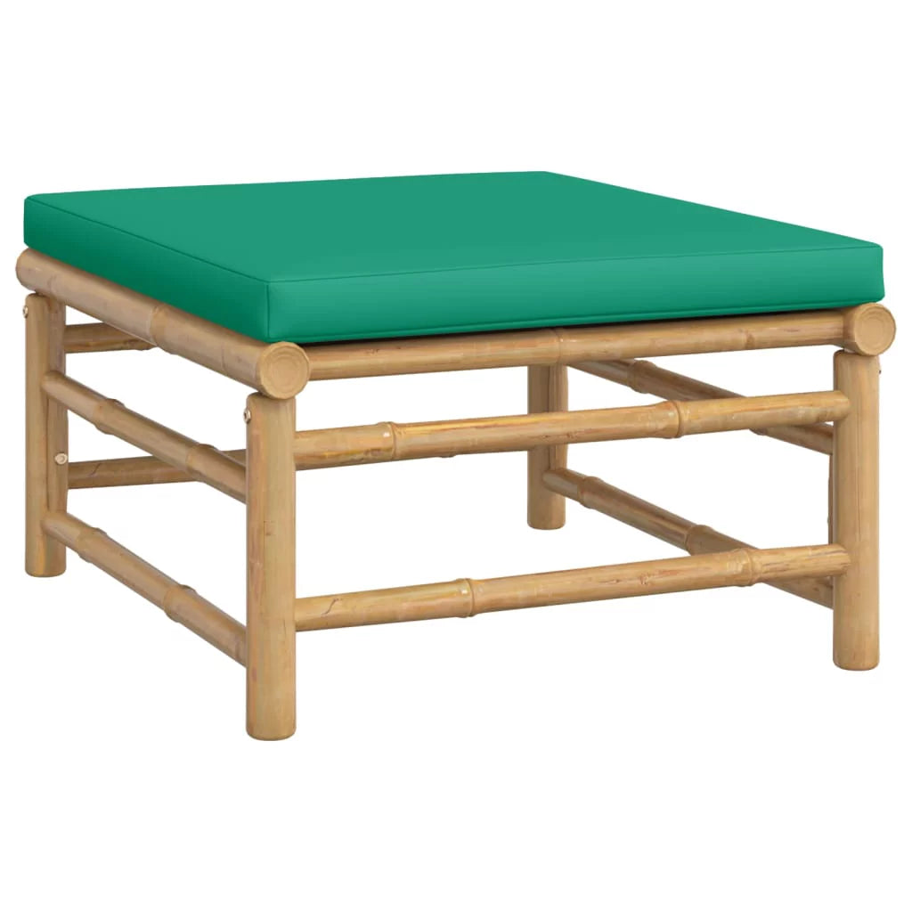 5 Piece Patio Set with Green Cushions Bamboo W664064