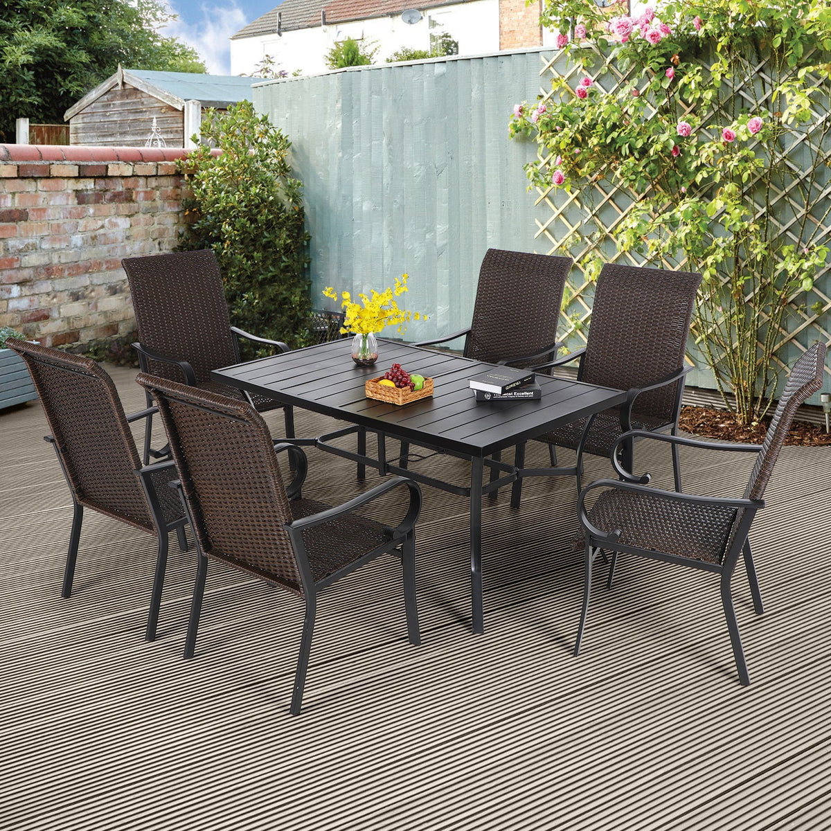 7 Pieces Wicker Rattan Patio Dining Set U81805