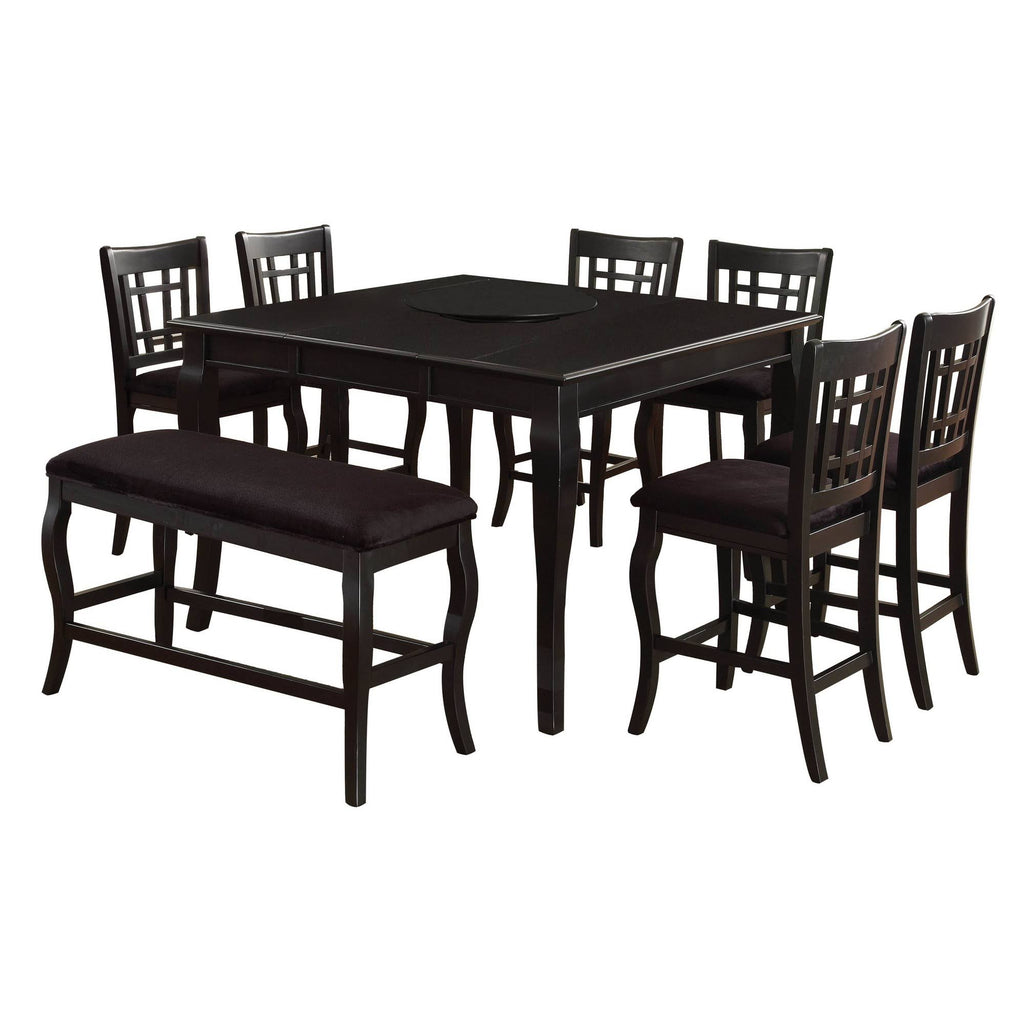 Black Wooden Counter Height Table with Lazy Susan K698