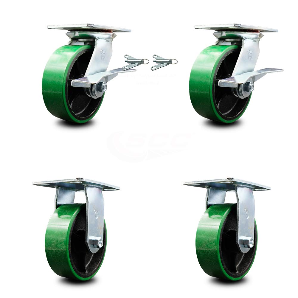 Pack of 2 Swivel Caster with 8 x 2 Green Wheel X1524