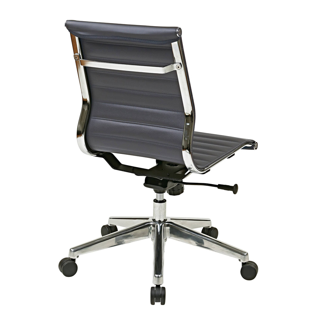 Grey Armless Mid Back Eco Leather Chair E6842