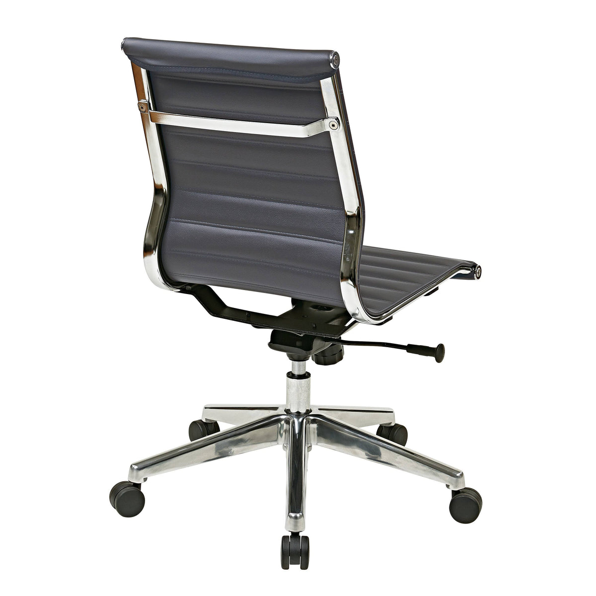 Grey Armless Mid Back Eco Leather Chair E6842
