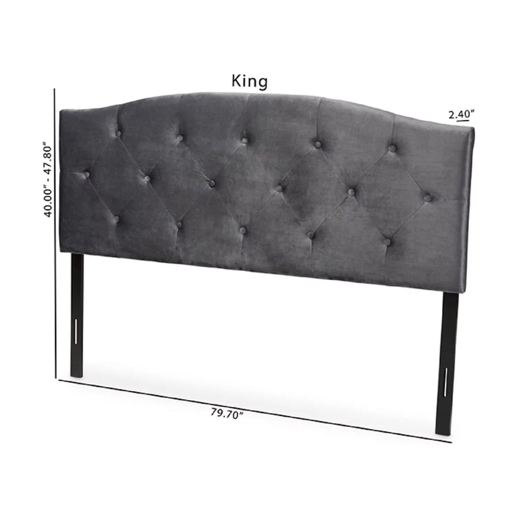Grey Velvet Upholstered King Size Headboard P203784
