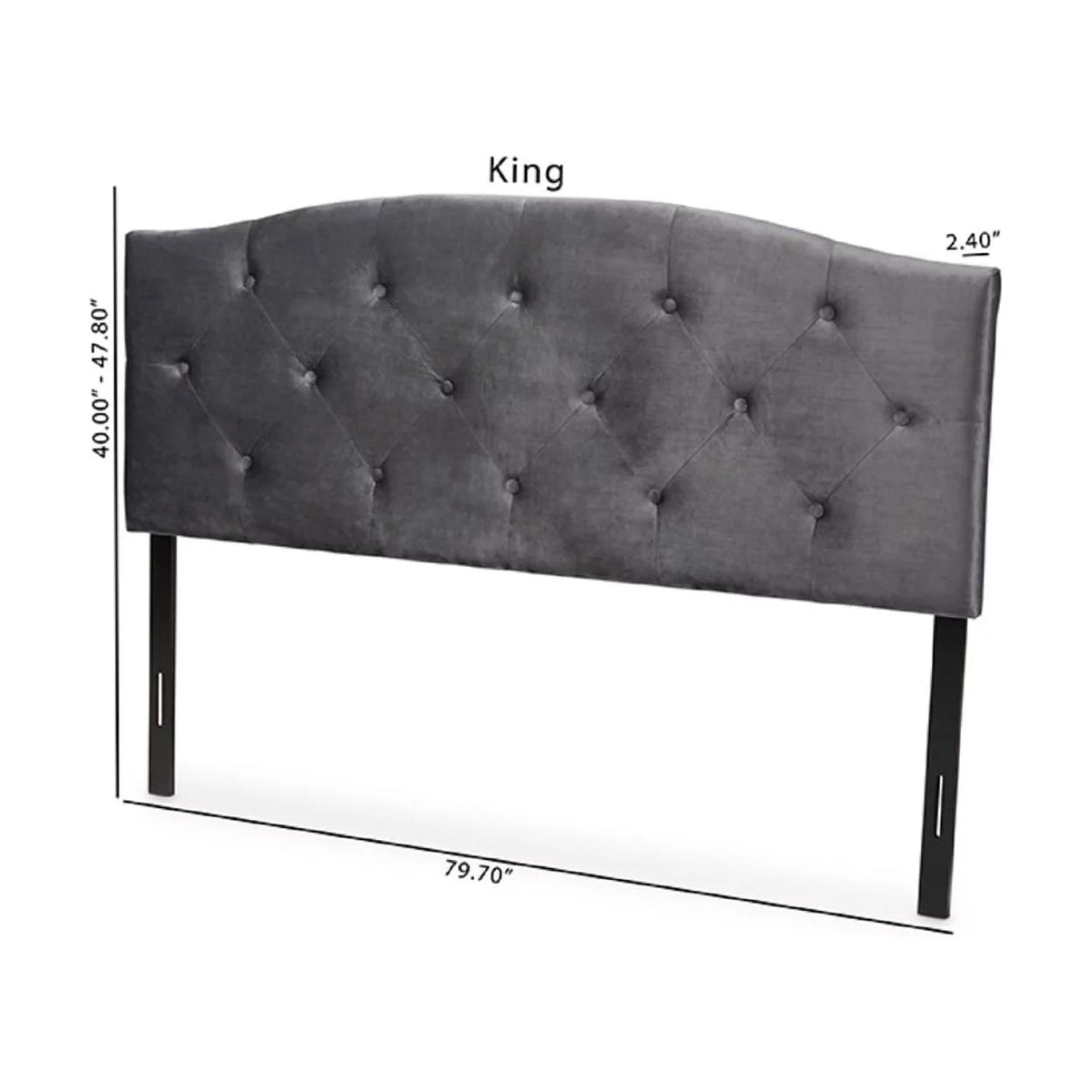 Grey Velvet Upholstered King Size Headboard P203784