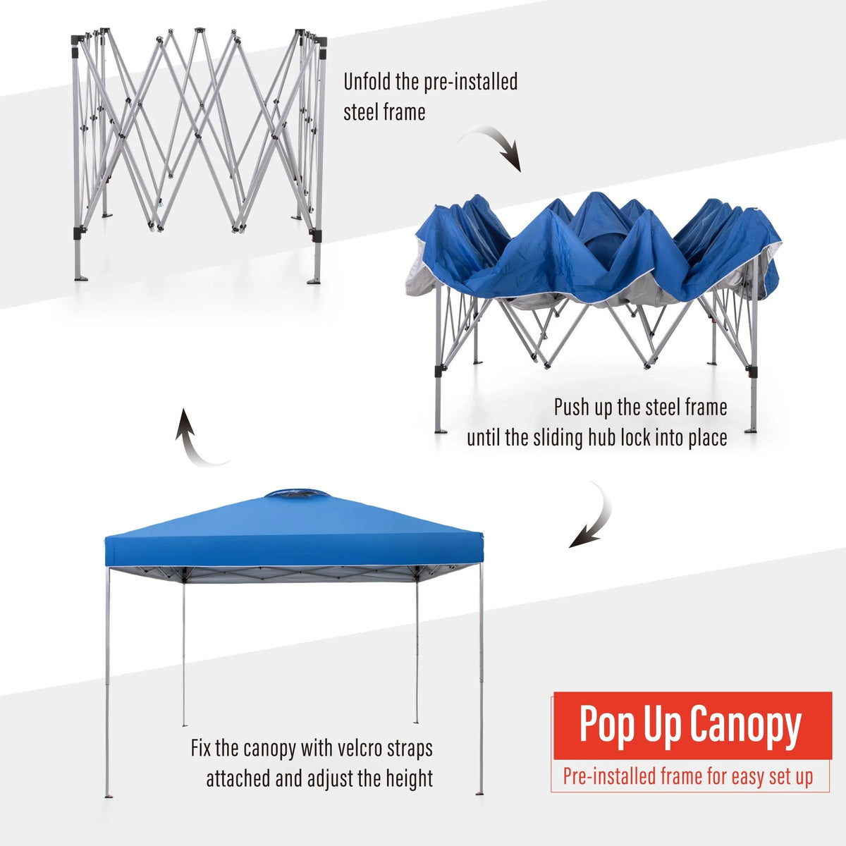 10' x 10' Blue Pop Up Canopy Tent with Wheeled Bag S879291
