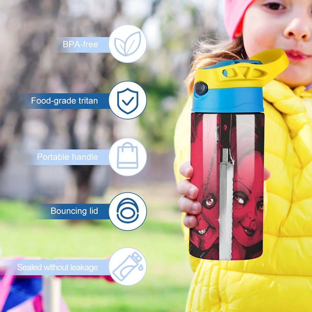 Insulated Stainless Steel Water Bottle with Straw Leak-Proof D28272