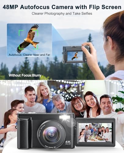Black 48MP 4K Digital Camera with 32GB Card E839